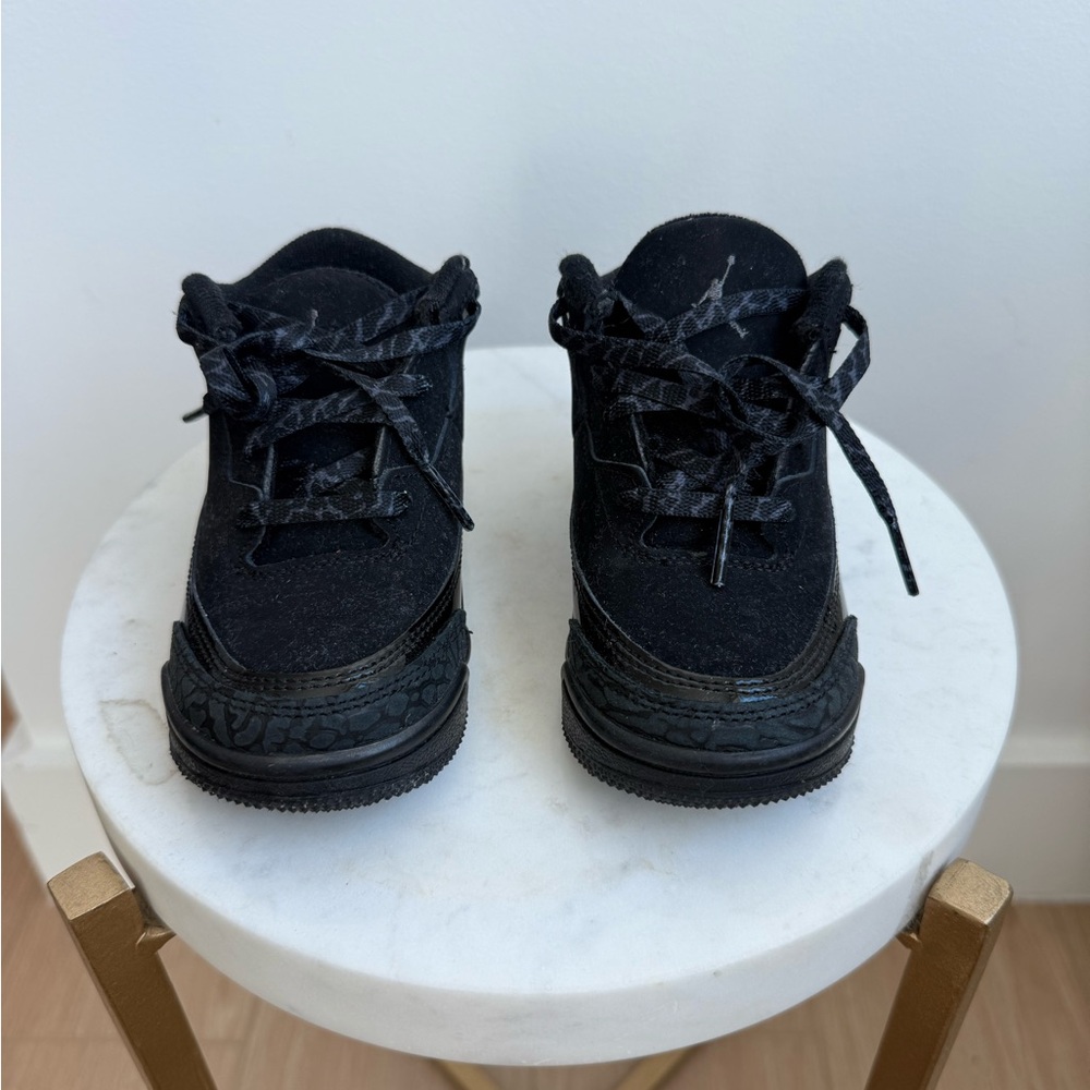 Air Jordan 3 (Triple Black / Black Cat) Toddler Sneakers - Size 7C